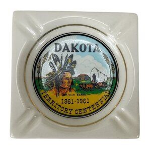 Dakota Territory Centennial Four Bears 1861-1961 Ashtray Vintage
